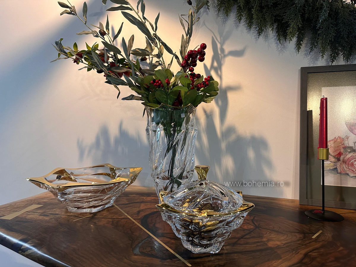 SET 3 PIESE VAZA FRUCTIERA CASETA - FLAMENCO GOLD